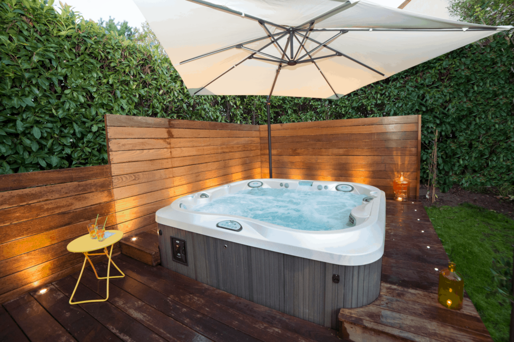 jacuzzi hot tub with umbrella